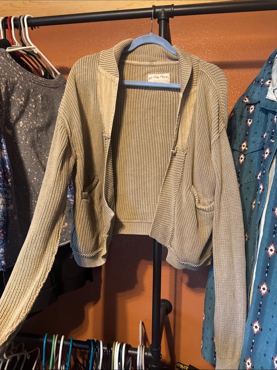 Free People Sweaters - Free People Beige Ribbed Open Front Cardigan
